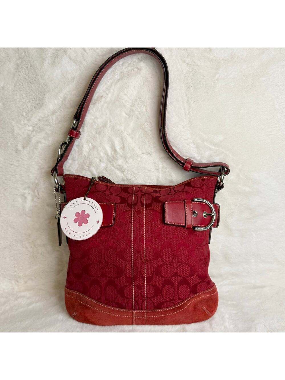 y2k Coach Vintage Soho Red Jacquard Shoulder Bag Crossbody